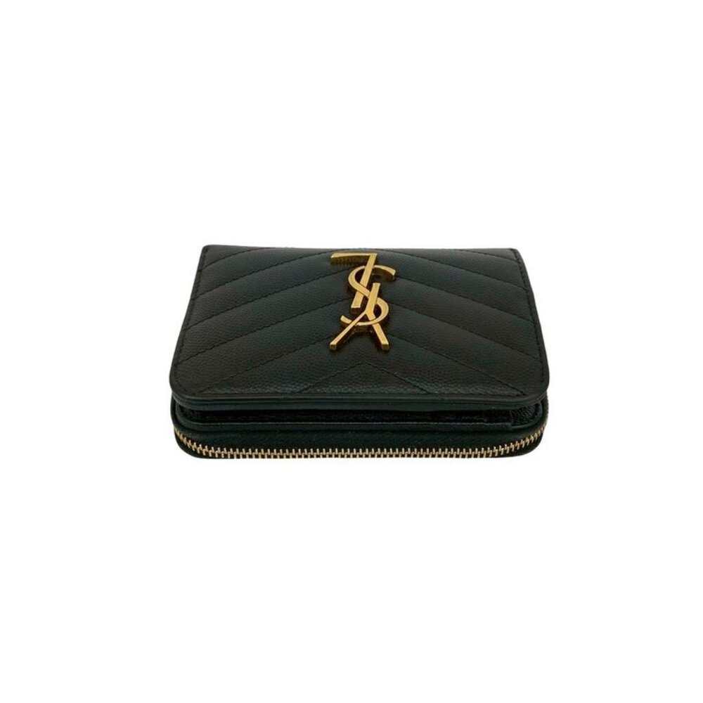 Saint Laurent Paris YSL Leather Bifold Wallet Compact Zip Around - Picture 3 of 10